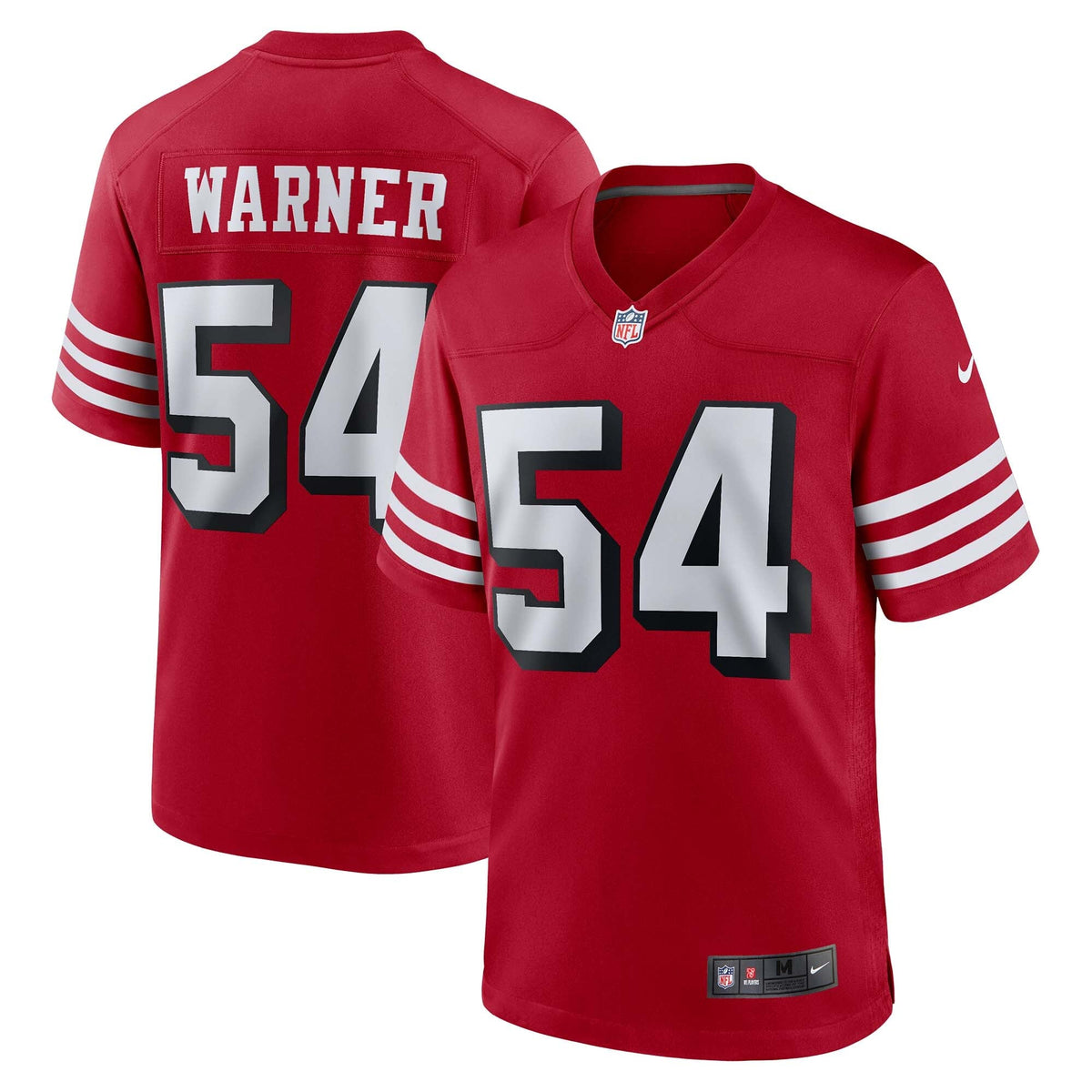 San Francisco 49ers Fred Warner Scarlet Alternate Game Jersey product image 2, provided for visual reference and product