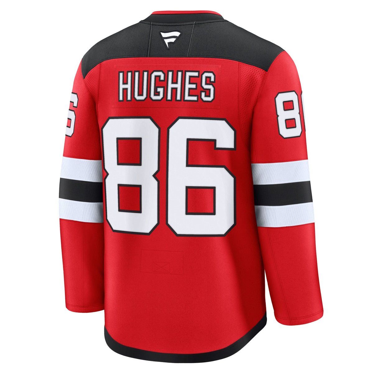 New Jersey Devils Jack Hughes Red Home Premium Jersey product image 4, provided for visual reference and product detail