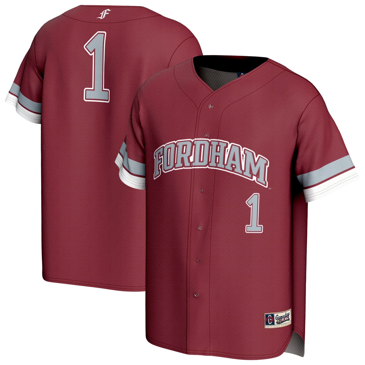Fordham Rams Lightweight Collegiate Baseball Fashion Jersey - Maroon product image 1, provided for visual reference and