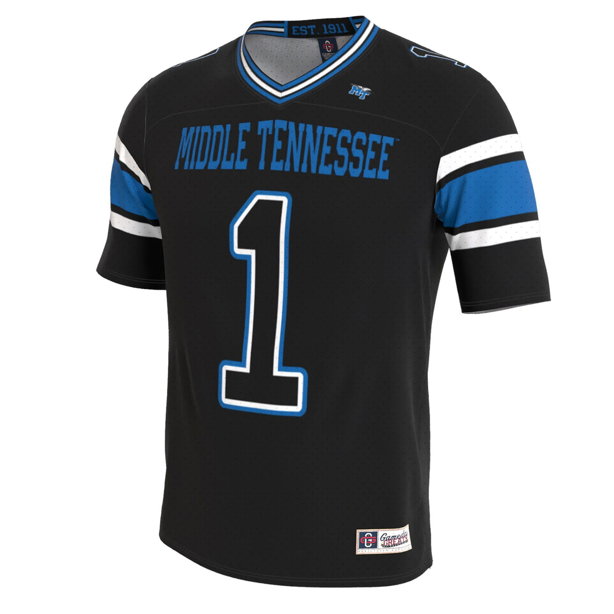 MTSU Blue Raiders Lightweight Collegiate Football Blackout Fashion Jersey product image 3, provided for visual reference and