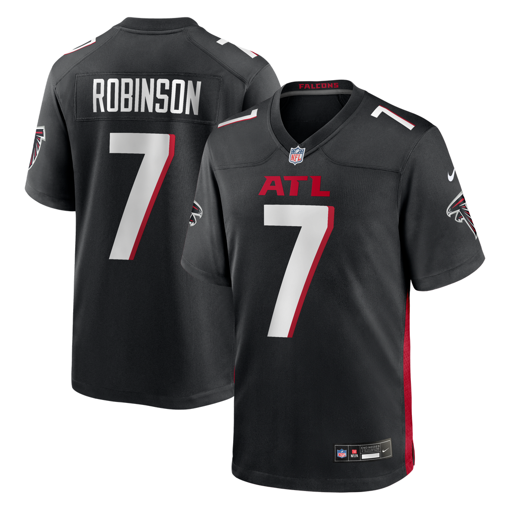 Atlanta Falcons Bijan Robinson Black Game Jersey product image 1, provided for visual reference and product detail review
