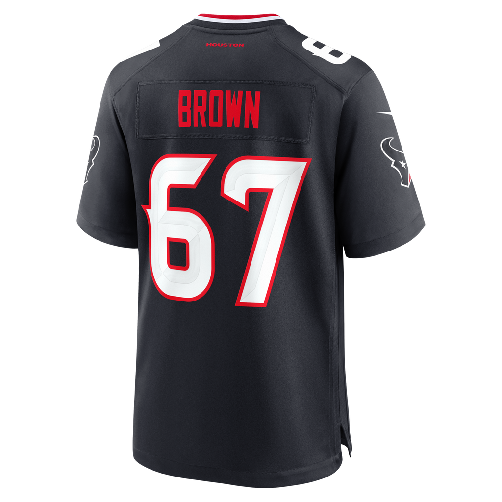 Houston Texans Evan Brown Navy Team Game Jersey product image 3, provided for visual reference and product detail review