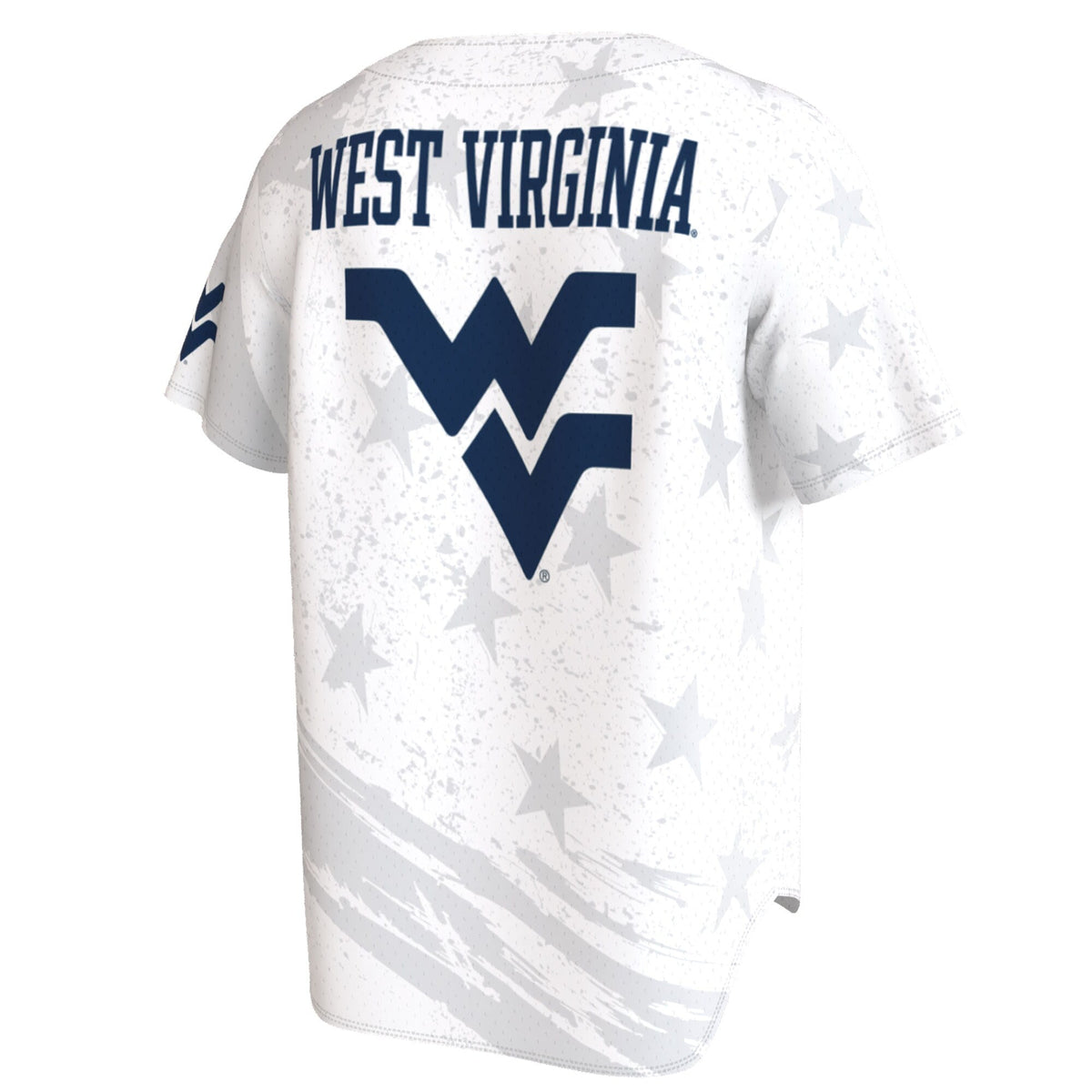 West Virginia Mountaineers Lightweight Collegiate Baseball Americana Fashion Jersey - White product image 4, provided for