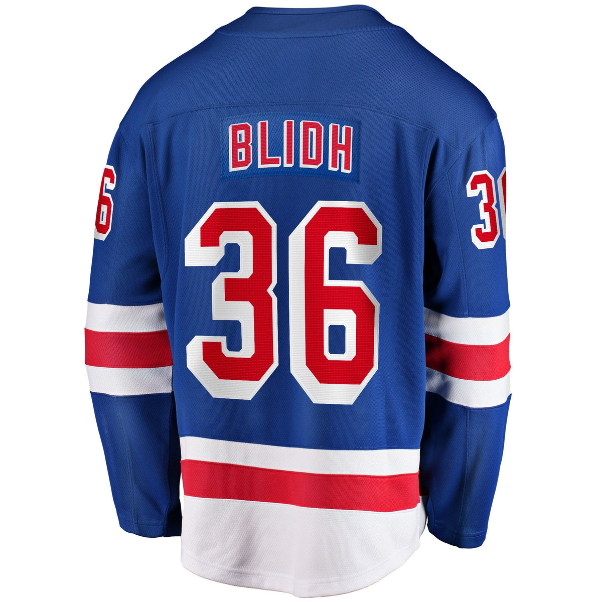 New York Rangers Anton Blidh Blue Home Breakaway Jersey product image 4, provided for visual reference and product detail