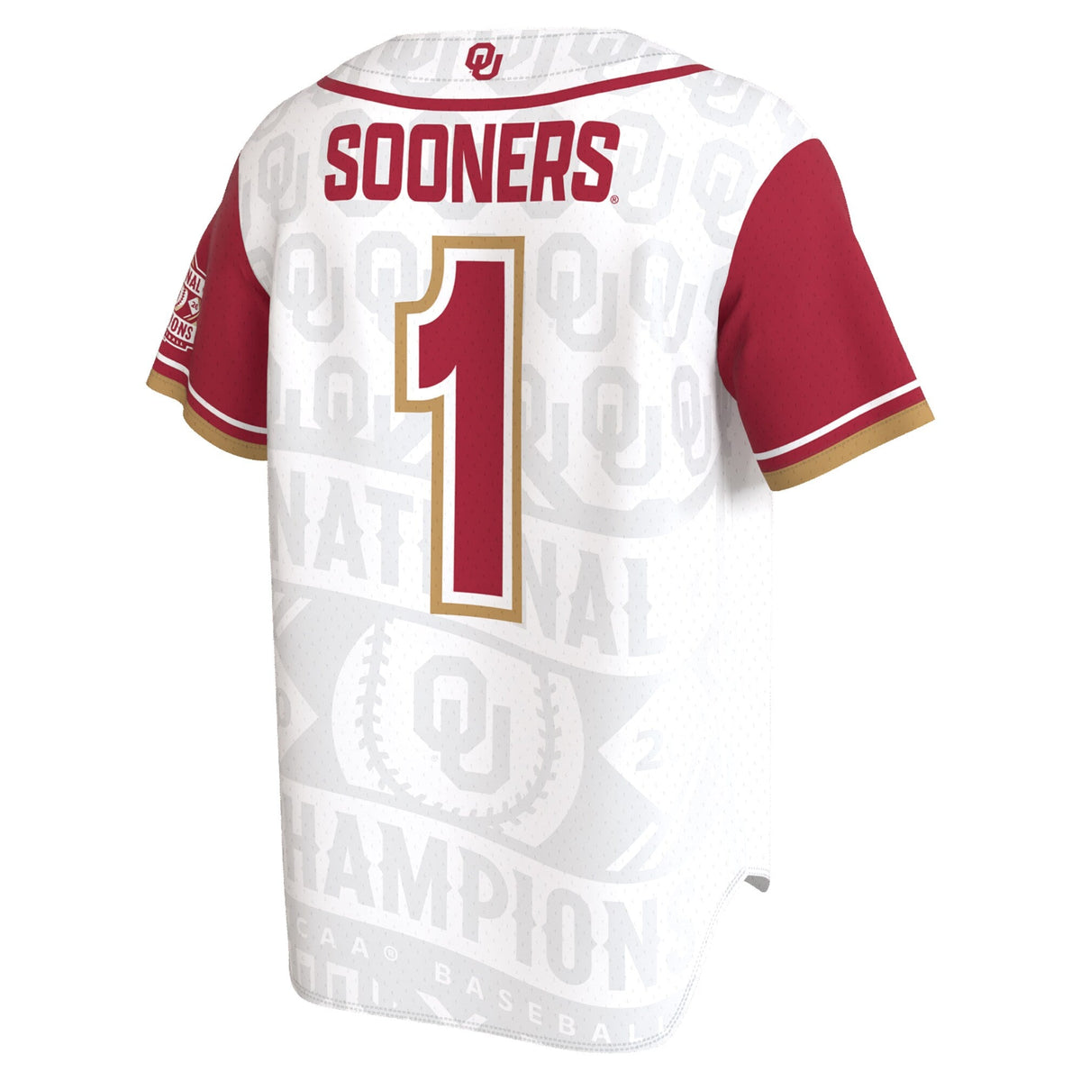 Oklahoma Sooners 2026 NCAA Baseball College World Series Champions Lightweight Jersey - White product image 4, provided for