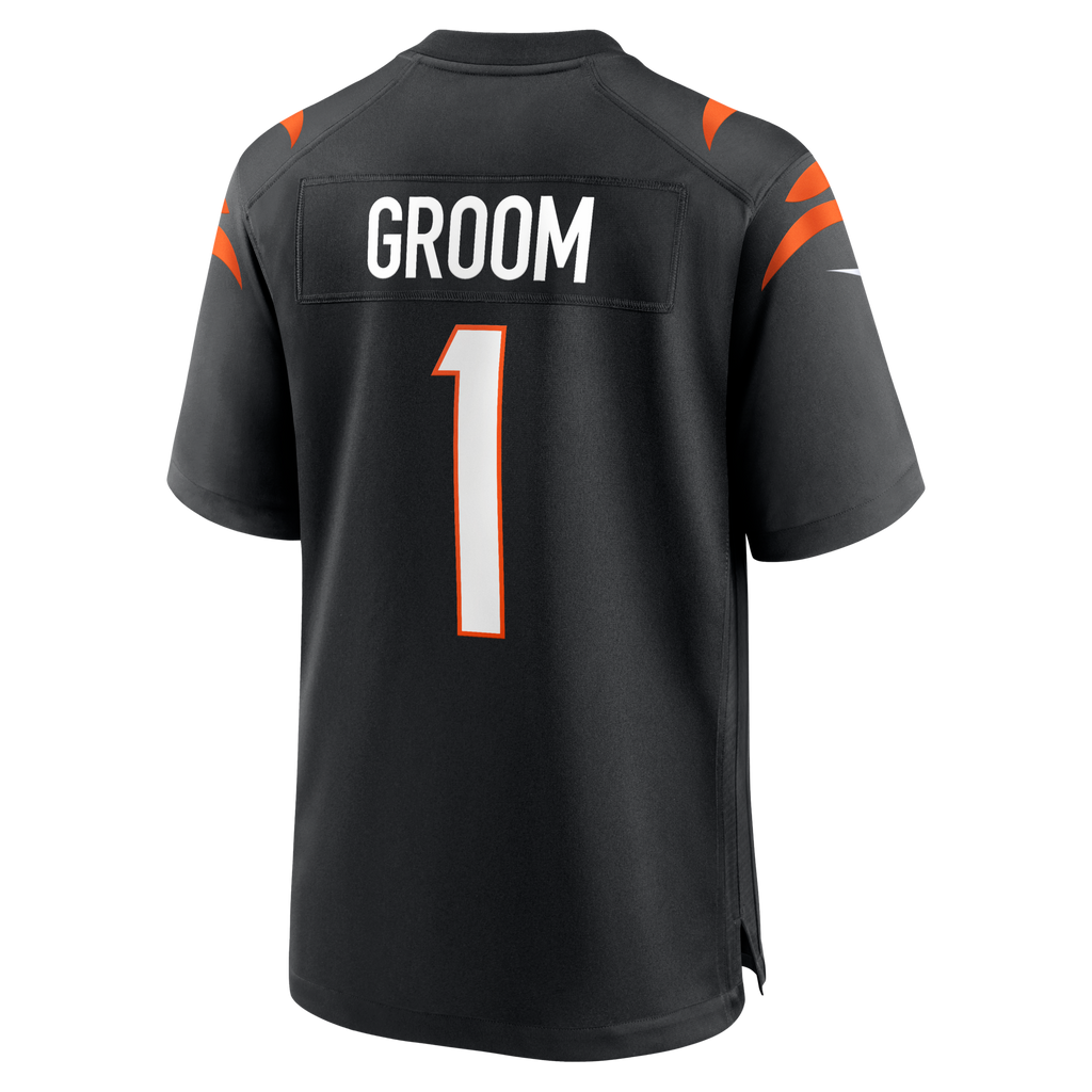 Cincinnati Bengals Number 1 Groom Black Game Jersey product image 3, provided for visual reference and product detail review