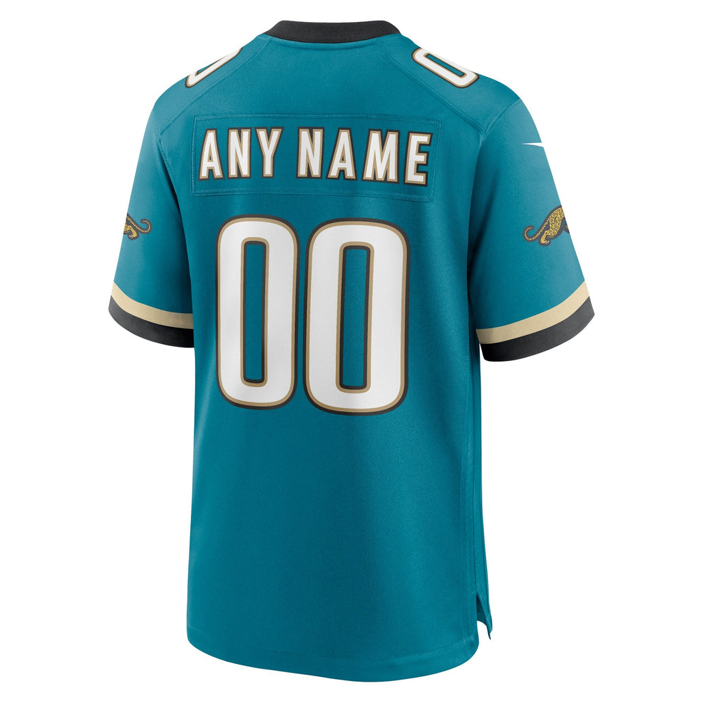 Jacksonville Jaguars Teal Prowler Throwback Custom Game Jersey product image 4, provided for visual reference and product