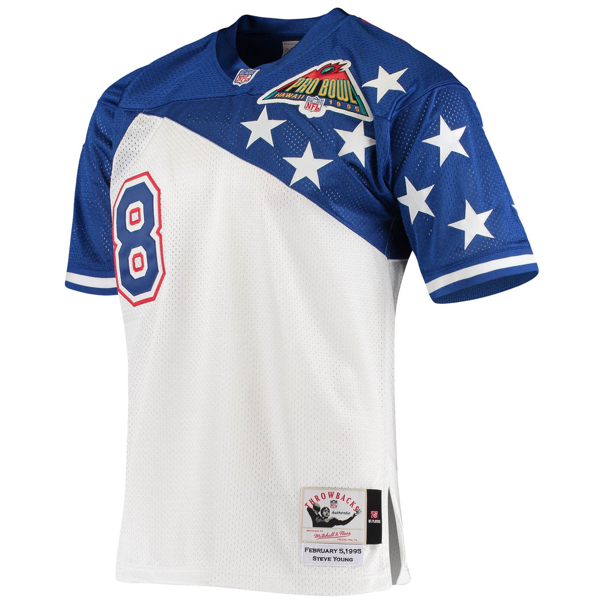 NFC Steve Young White/Blue 1994 Pro Bowl Authentic Jersey product image 3, provided for visual reference and product detail