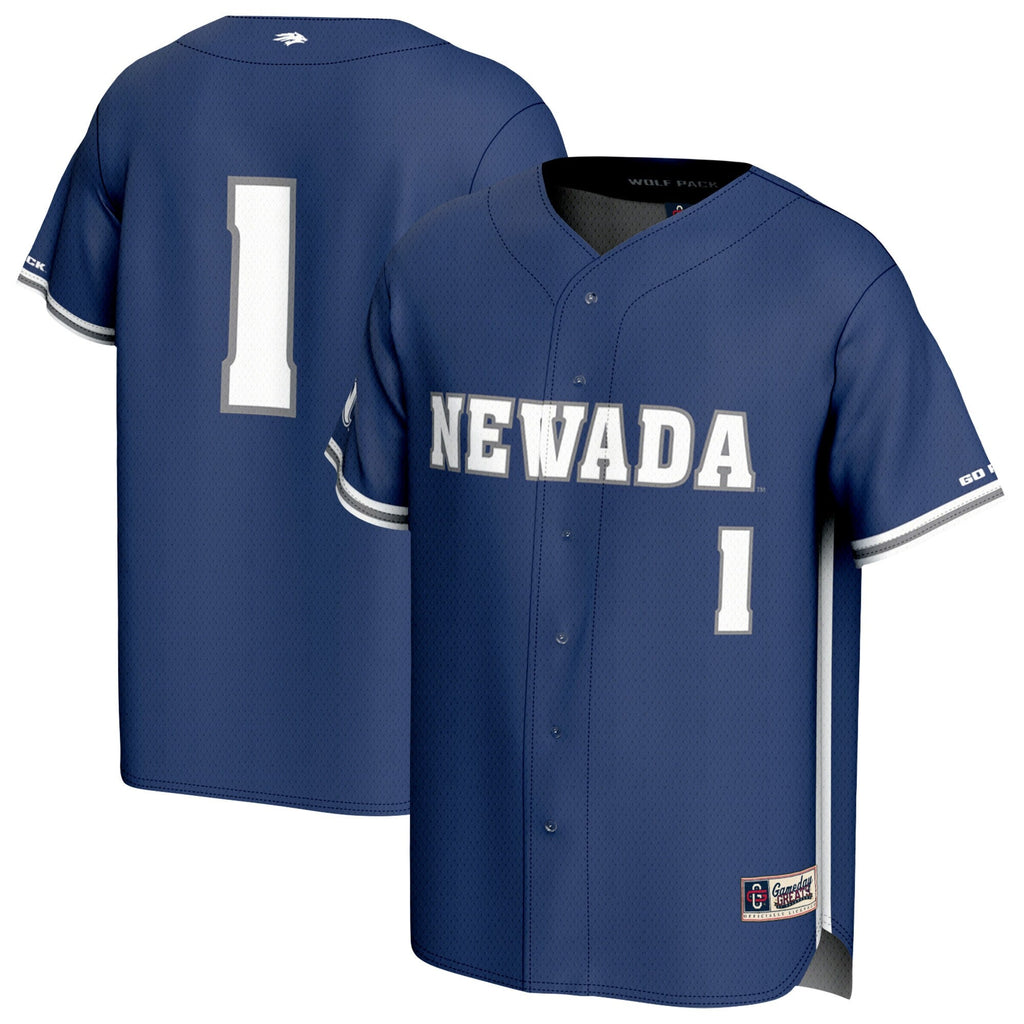 Nevada Wolf Pack Adult Lightweight Baseball Jersey - Navy product image 1, provided for visual reference and product detail