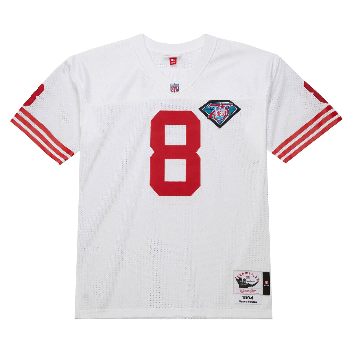 San Francisco 49ers 1994 Steve Young White Authentic Throwback Retired Player Jersey product image 3, provided for visual