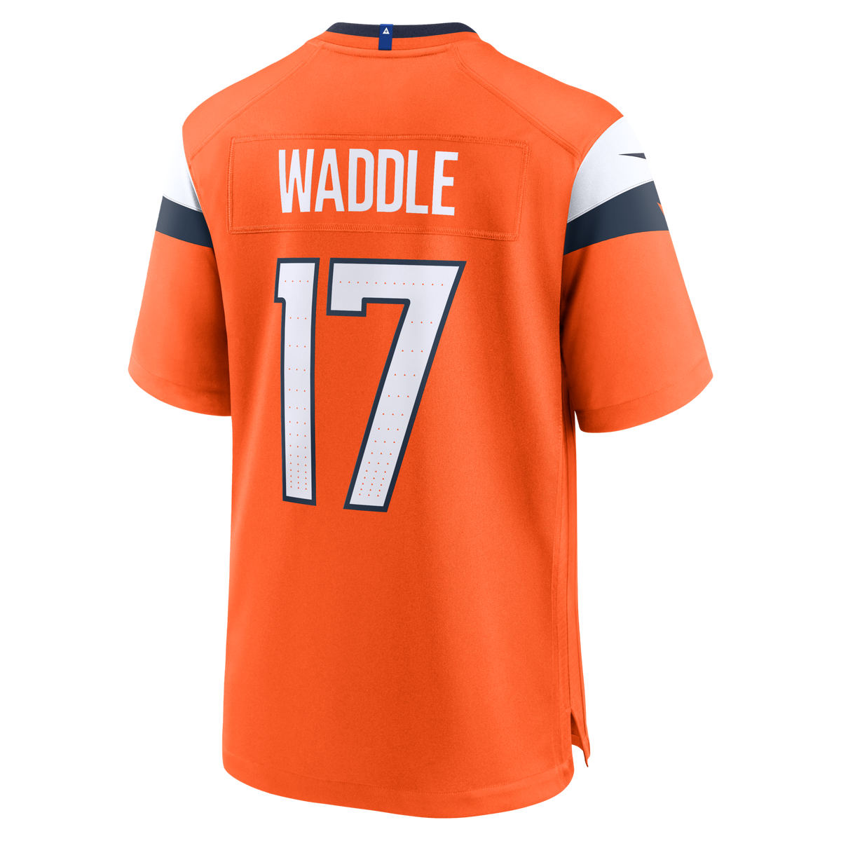 Denver Broncos Jaylen Waddle Orange Game Jersey product image 4, provided for visual reference and product detail review
