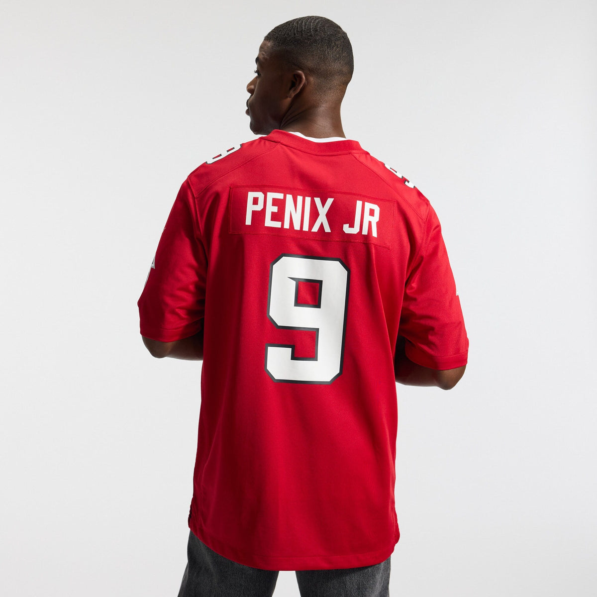 Atlanta Falcons Michael Penix Jr. Red Game Jersey product image 4, provided for visual reference and product detail review