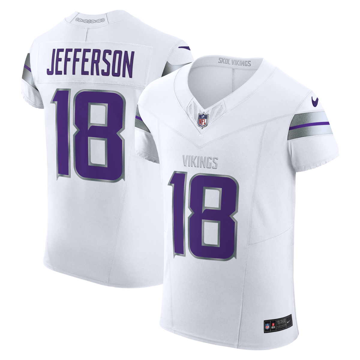 Minnesota Vikings Justin Jefferson White Alternate Vapor F.U.S.E. Elite Player Jersey product image 1, provided for visual