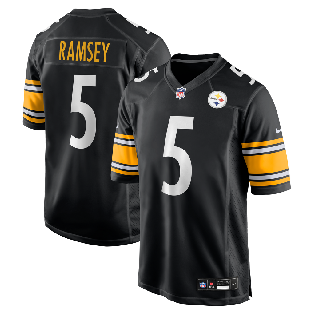 Pittsburgh Steelers Jalen Ramsey Black Team Game Jersey product image 2, provided for visual reference and product detail