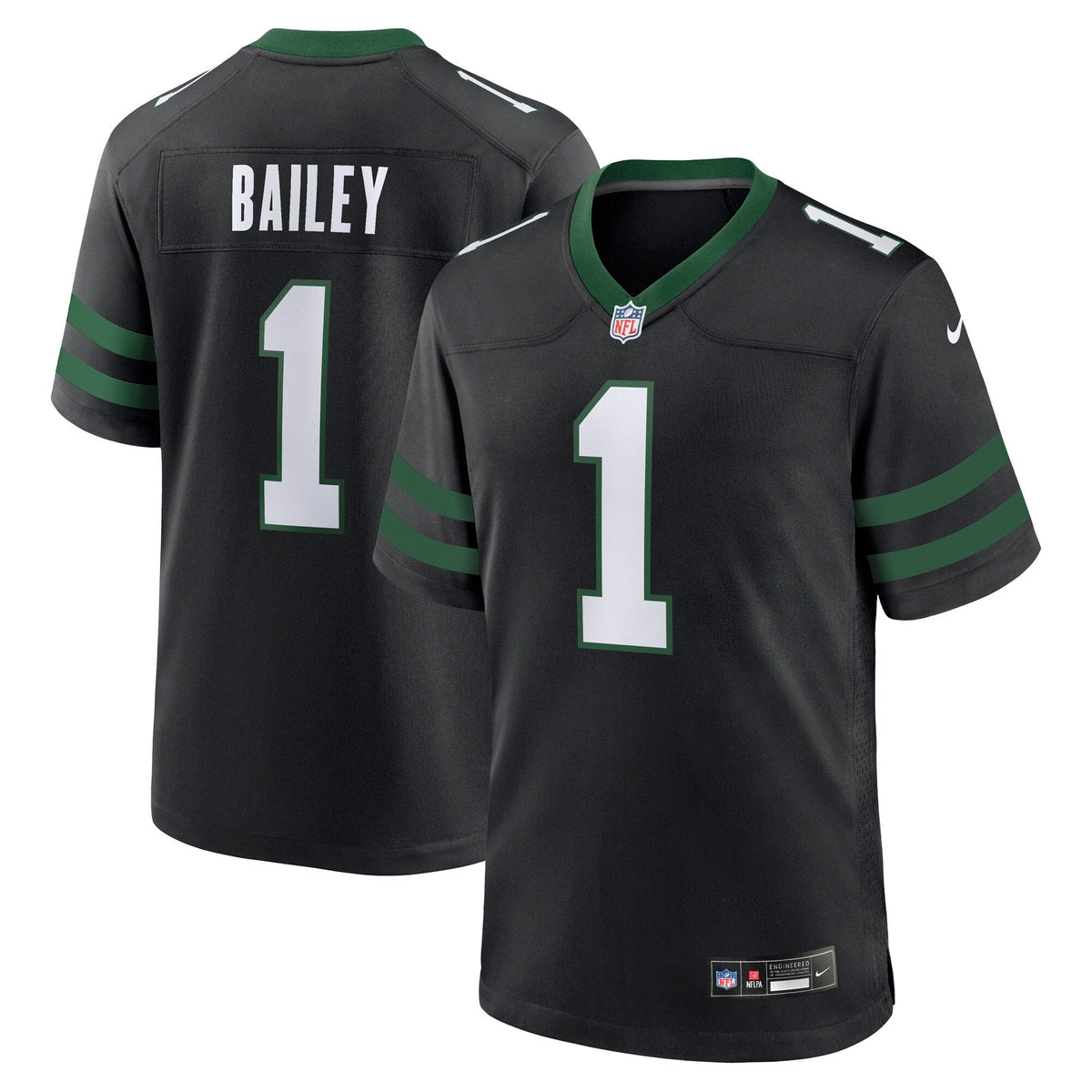 New York Jets David Bailey Legacy Black Alternate Game Player Jersey product image 1, provided for visual reference and