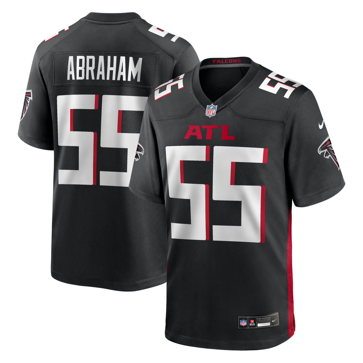 Atlanta Falcons John Abraham Black Game Retired Player Jersey product image 1, provided for visual reference and product