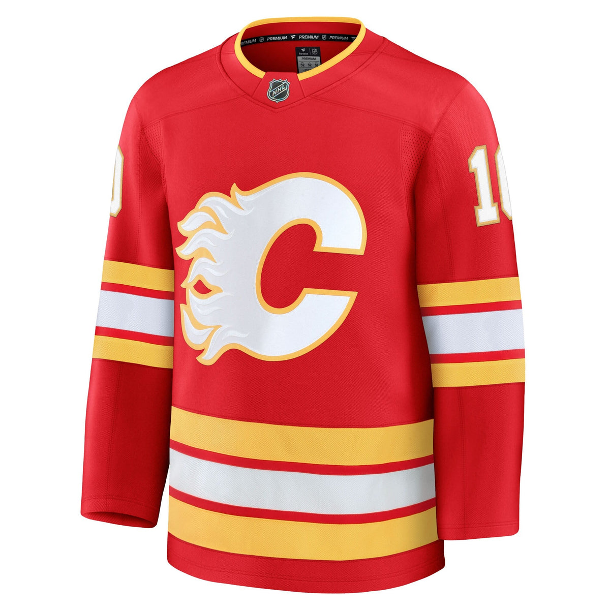 Calgary Flames Jonathan Huberdeau Red Home Premium Jersey product image 3, provided for visual reference and product detail