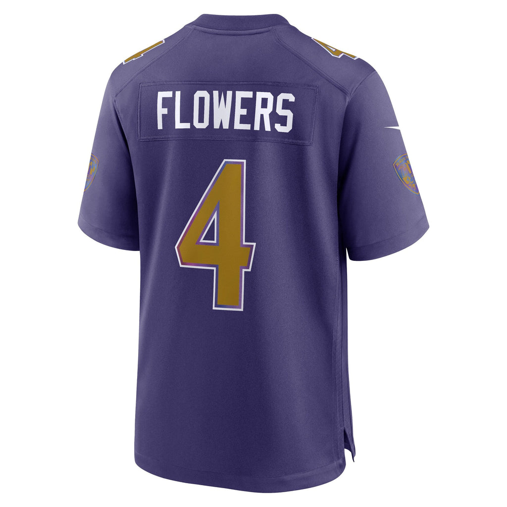 Baltimore Ravens Zay Flowers Purple Alternate Game Jersey product image 4, provided for visual reference and product detail
