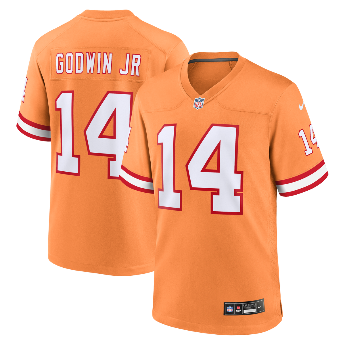 Tampa Bay Buccaneers Chris Godwin Jr. Orange Alternate Game Player Jersey product image 1, provided for visual reference and