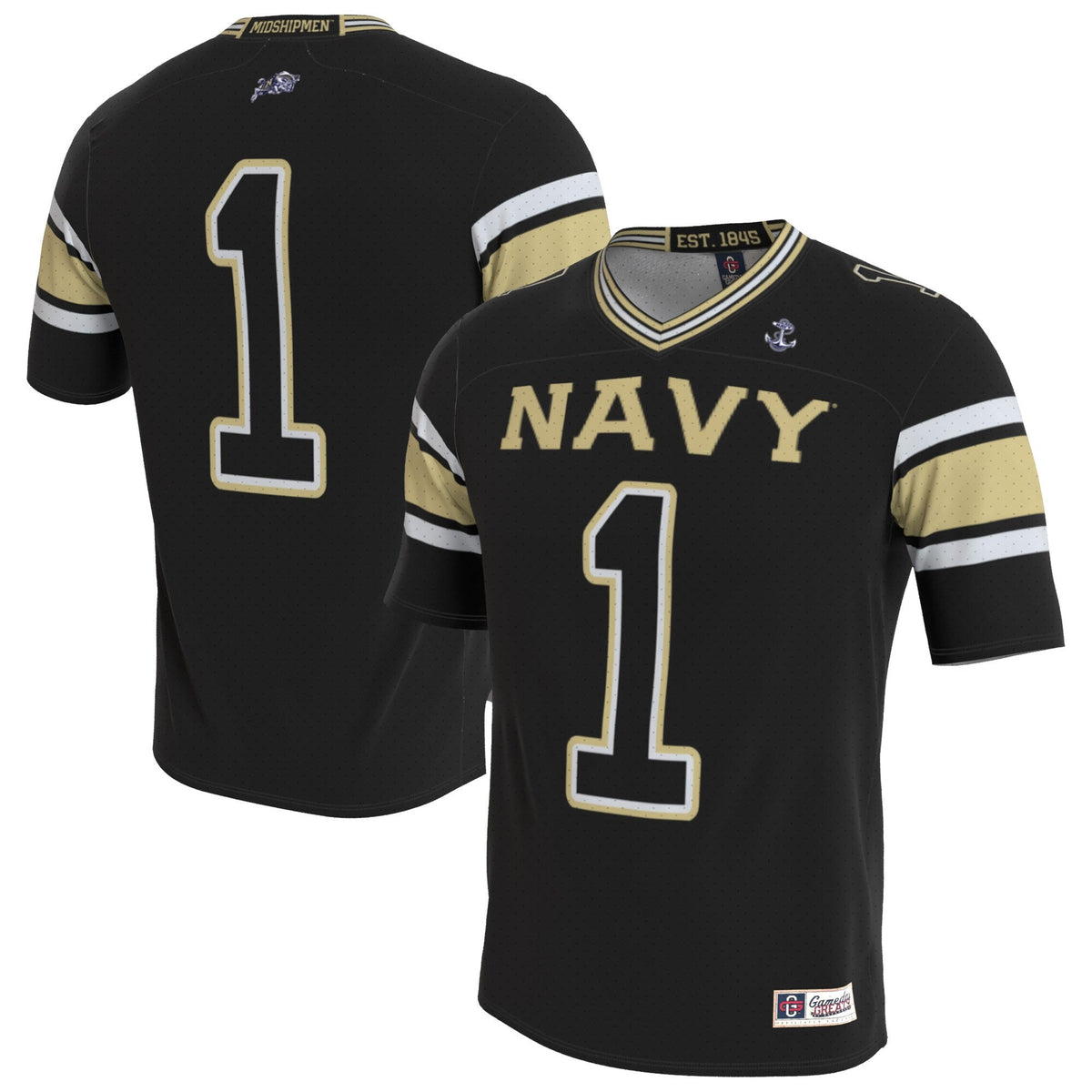 Midshipmen Lightweight Collegiate Football Blackout Fashion Jersey - Navy product image 1, provided for visual reference and