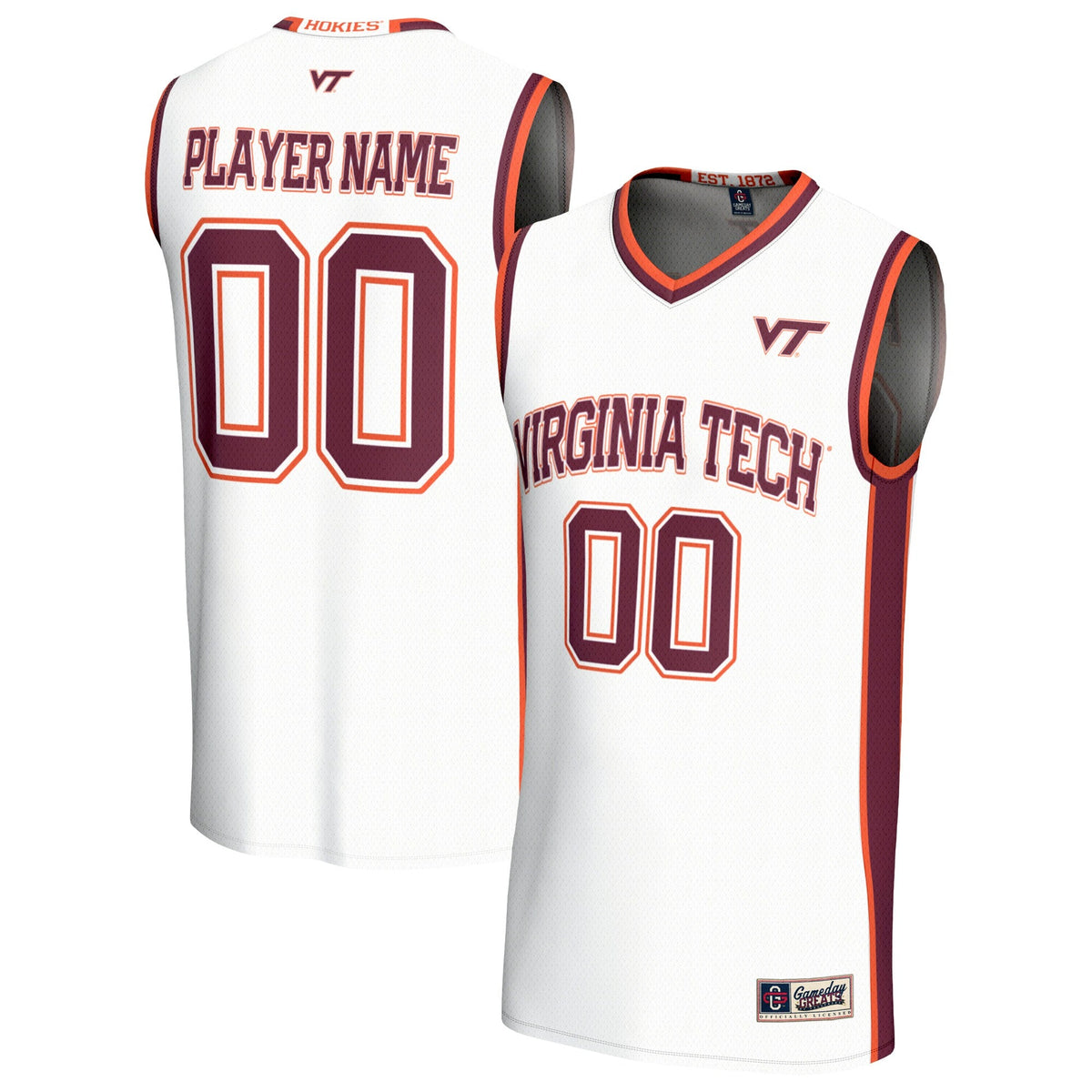 Virginia Tech Hokies Lightweight Collegiate Basketball NIL Pick-A-Player Fashion Jersey - White product image 1, provided