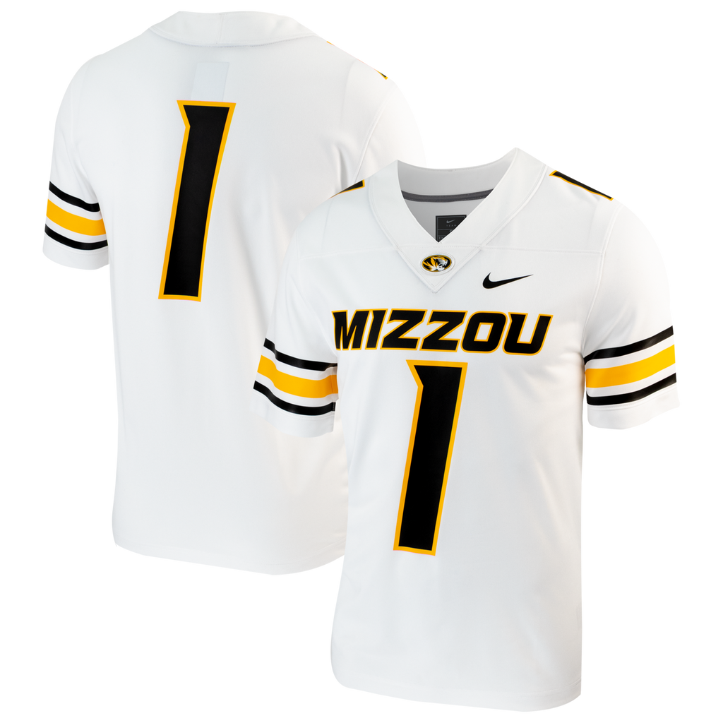 #1 Missouri Tigers Replica Football Jersey - White product image 2, provided for visual reference and product detail review