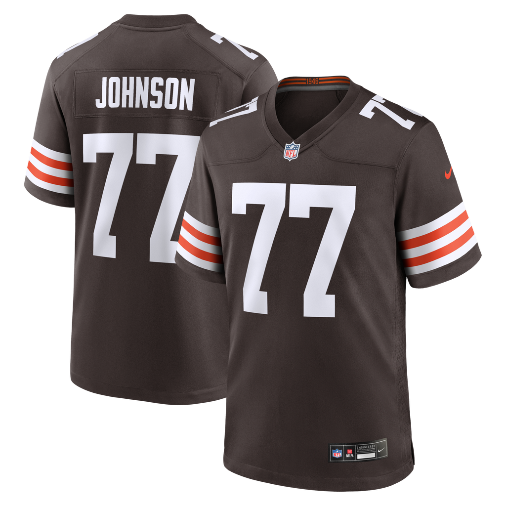 Cleveland Browns Zion Johnson Brown Team Game Jersey product image 1, provided for visual reference and product detail review