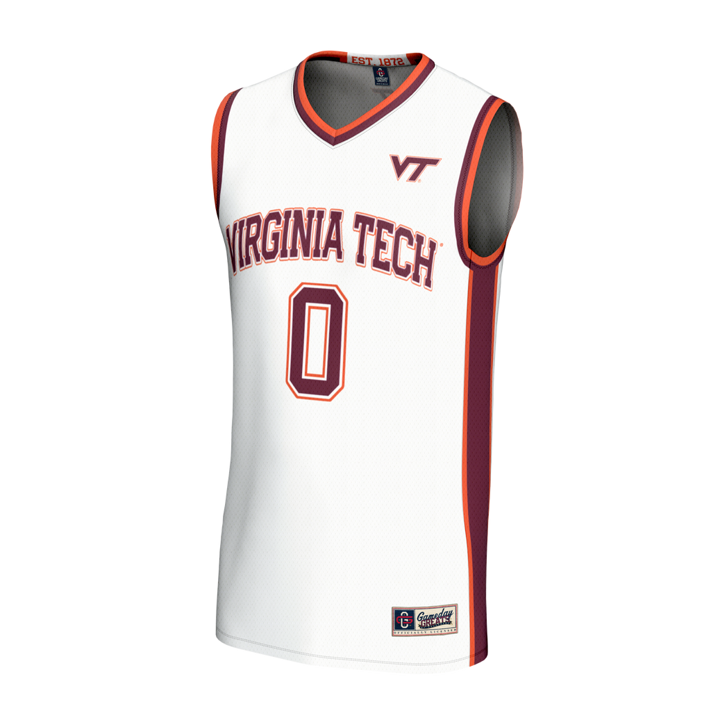 #0Virginia Tech Hokies Lightweight Collegiate Basketball Fashion Jersey - White product image 3, provided for visual