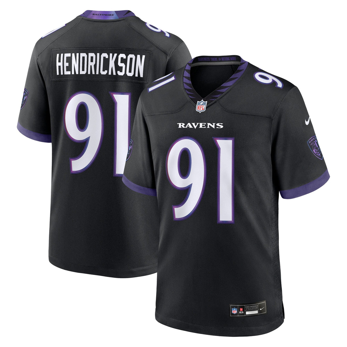 Baltimore Ravens Trey Hendrickson Black Alternate Game Jersey product image 1, provided for visual reference and product