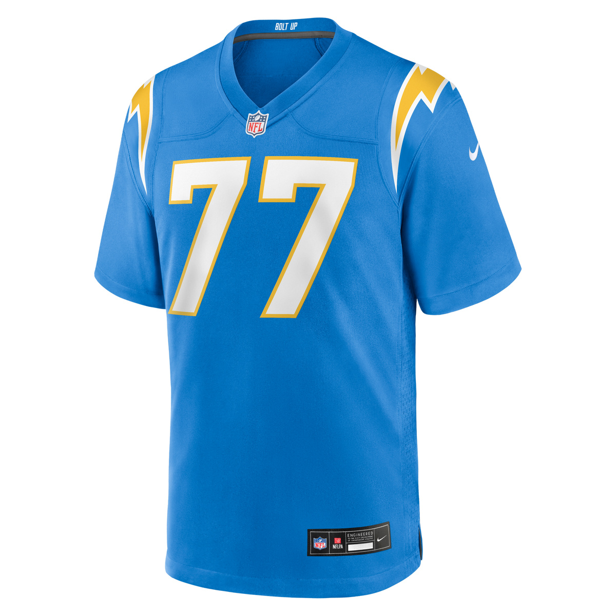 Los Angeles Chargers Travis Burke Powder Blue Team Game Jersey product image 2, provided for visual reference and product